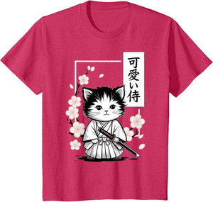 Cute Kawaii Baby Samurai Cat - Japanese Sakura