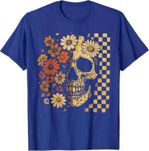 Floral Skull Grunge Retro Aesthetic Design