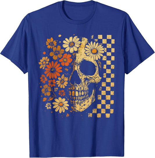 Floral Skull Grunge Retro Aesthetic Design