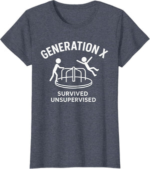 Funny Gen X Survived Unsupervised Men Women Graphic