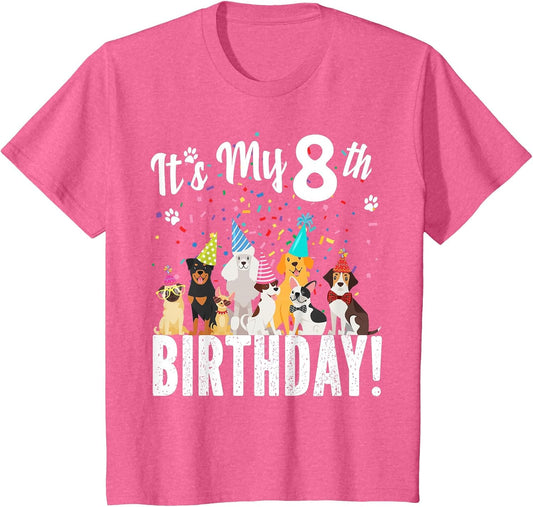 its My 8th Birthday Shirt Toddler Girl with Dogs (Eight)