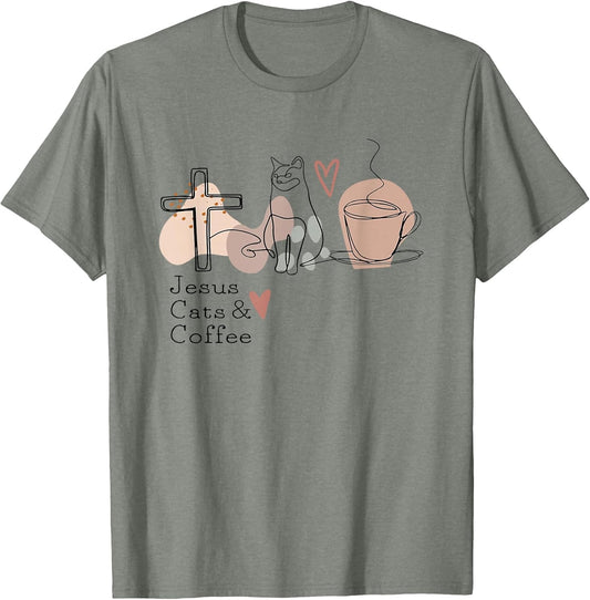 Jesus Cats and Coffee Minimalist Graphic Design