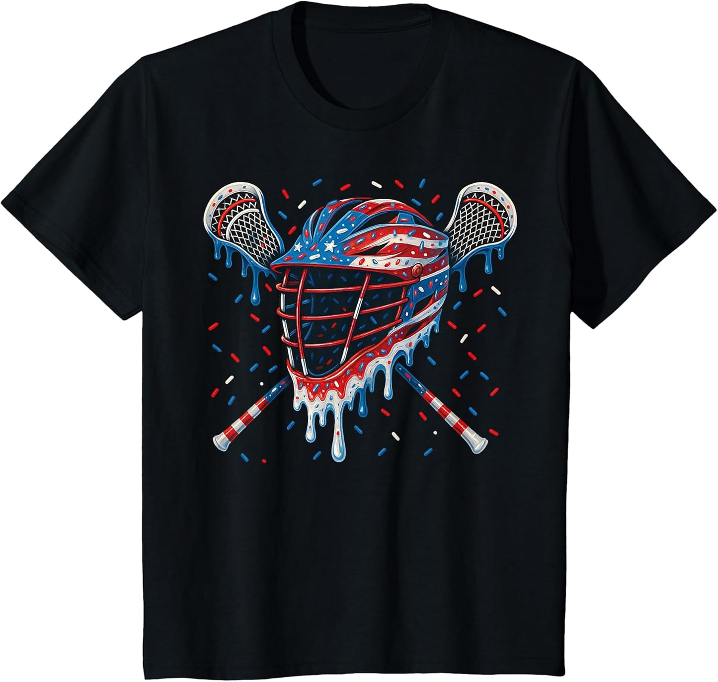 Patriotic American Flag Lacrosse Ice Cream Drip Lax Boys