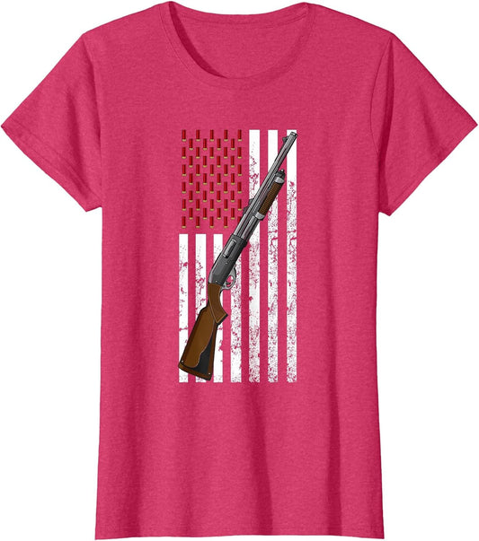 Clay Target Shooting USA Shotgun Flag - Shotgun & Cartridge