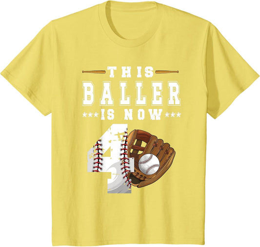 Kids 4th Birthday Baseball Boy Four Year Old Baseball Player