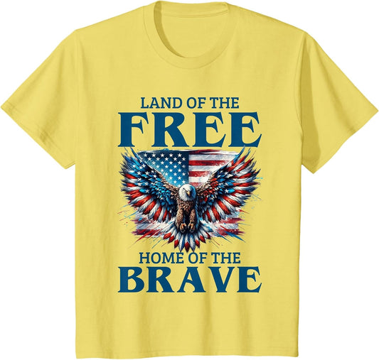 Land of The Free Home of The Brave Eagle USA Vintage Flag