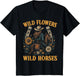 Retro Southern Sunset Wild Cowgirl Flowers - Wild Horses