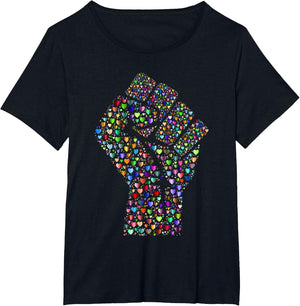 Resist Fist Rainbow Hearts Love