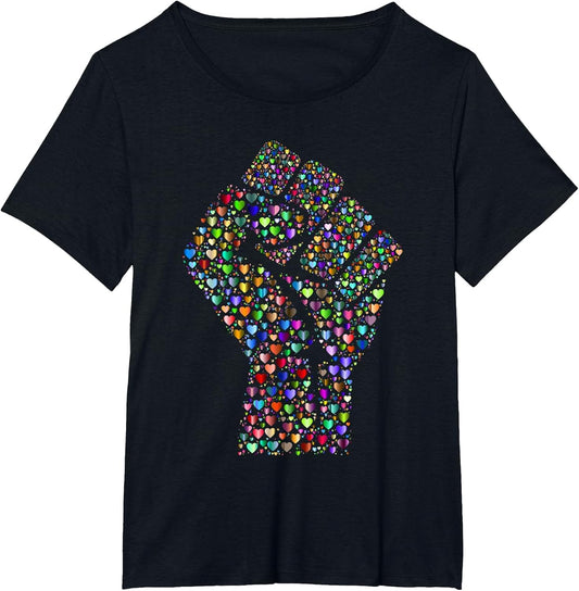 Resist Fist Rainbow Hearts Love