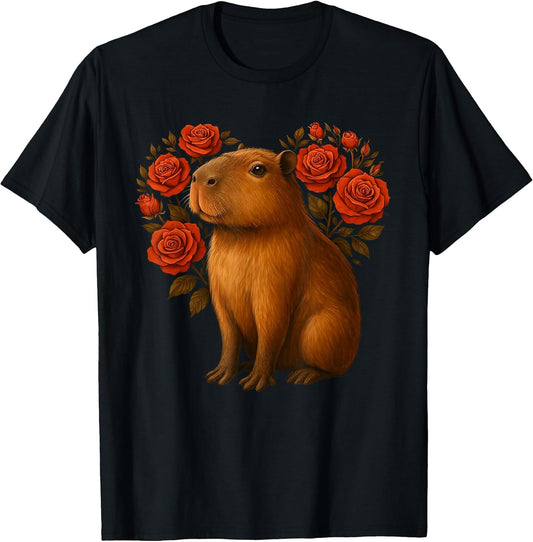 Cute Capybara Valentines Floral Heart Funny Cat Lovers