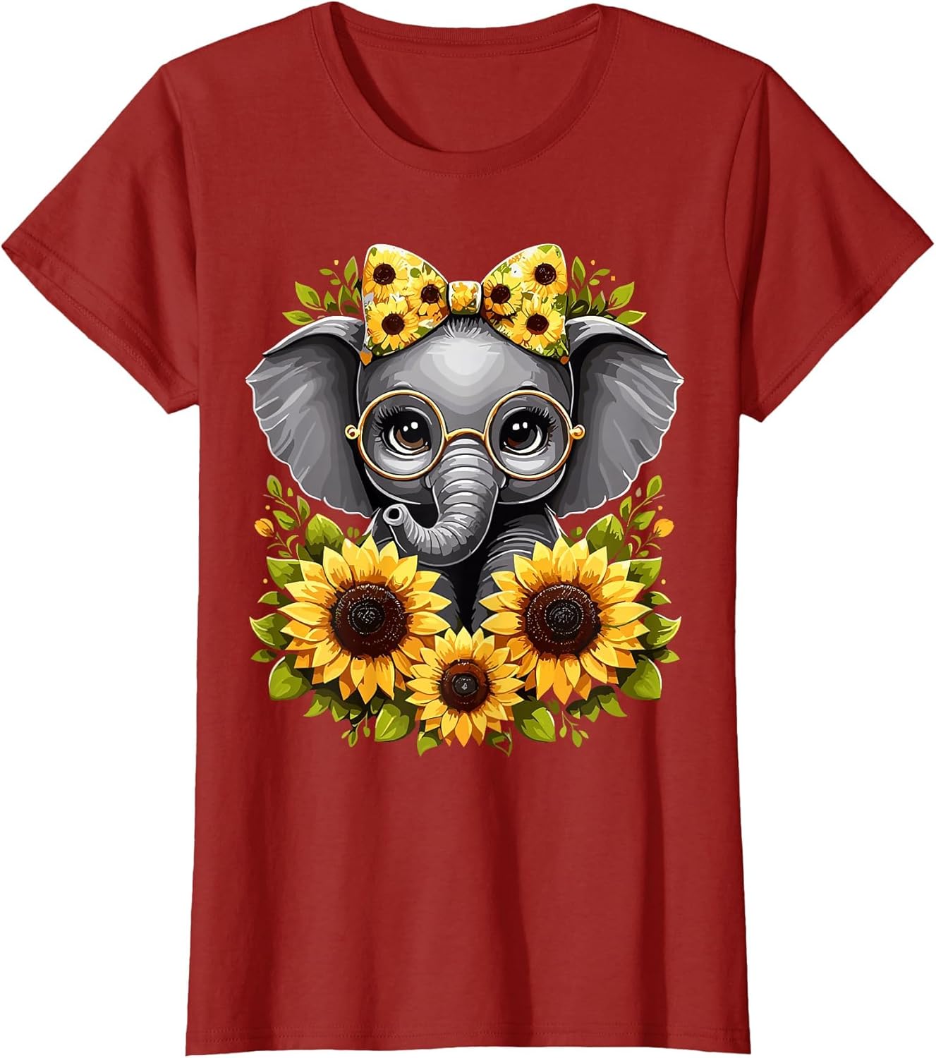 Cute Baby Elephant with Sunflower