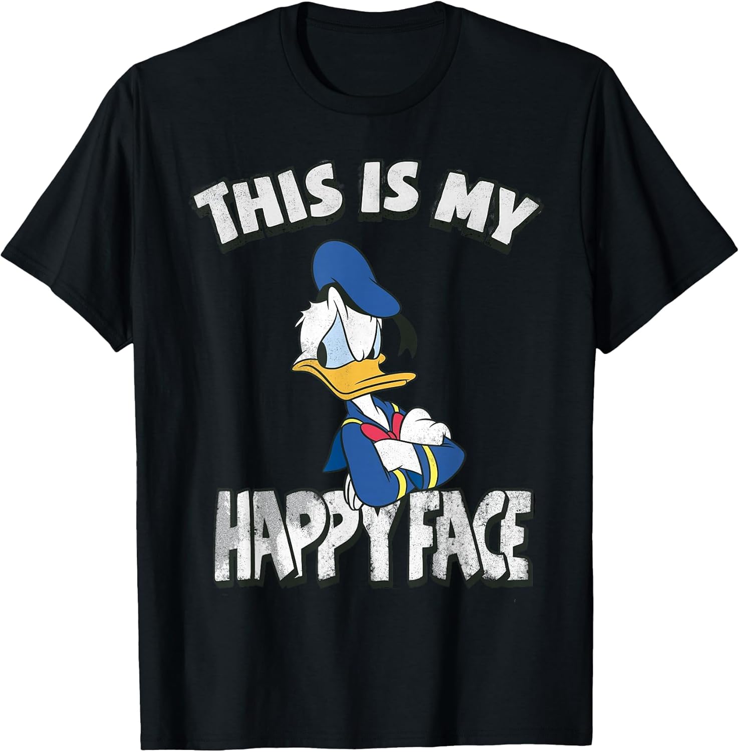 Disney Mickey and Friends Donald Duck Happy Face , Men, Black, Large