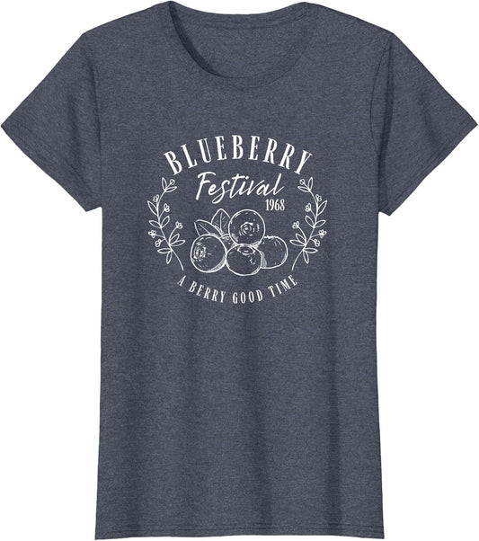Blueberry Festival Vintage Lineart Illustration Blueberries