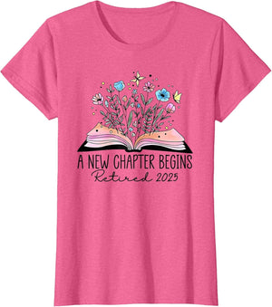 Floral Book a New Chapter Begins Retired Retirement Teacher