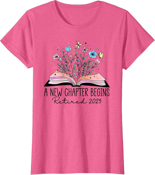 Floral Book a New Chapter Begins Retired Retirement Teacher