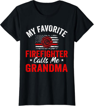 My Favorite Firefighter Calls Me Grandma American Flag