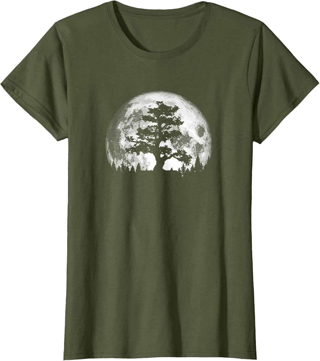 Retro Full Moon and Minimalist Pine Tree Vintage Graphic