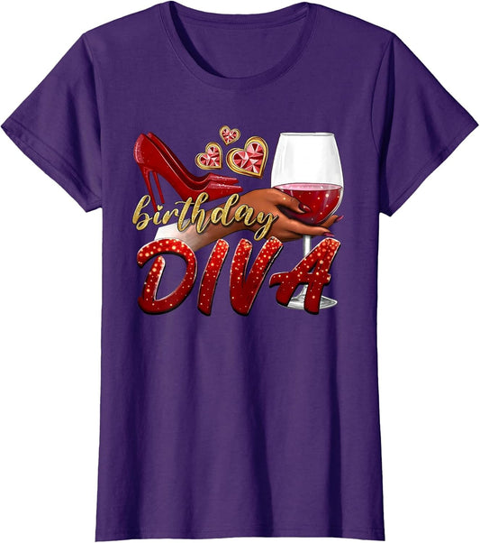 Funny Birthday Diva Happy Birthday Heels Shoes and Champagne