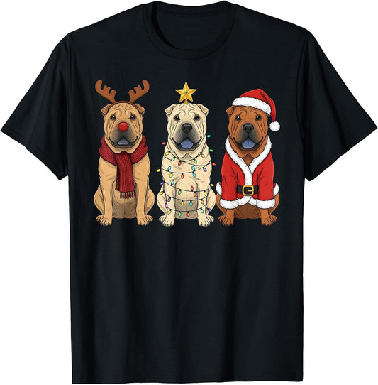 Retro Christmas Shar Pei Santa Reindeer Dog Lover