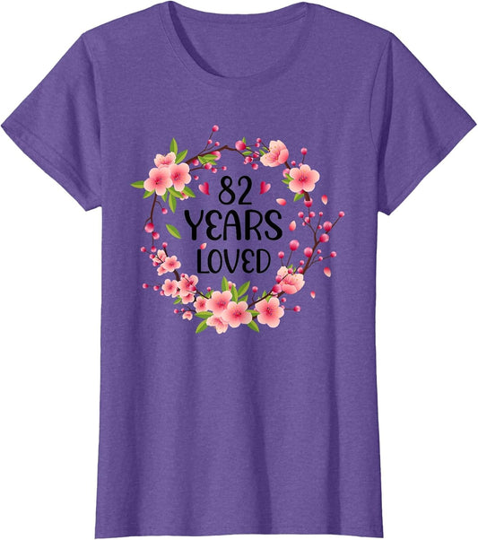 Floral 82 Years Old 82nd Birthday Women 82 Years Loved