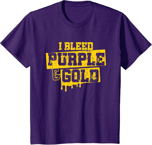 I Bleed Purple & Gold Game Day Group School Football Sports