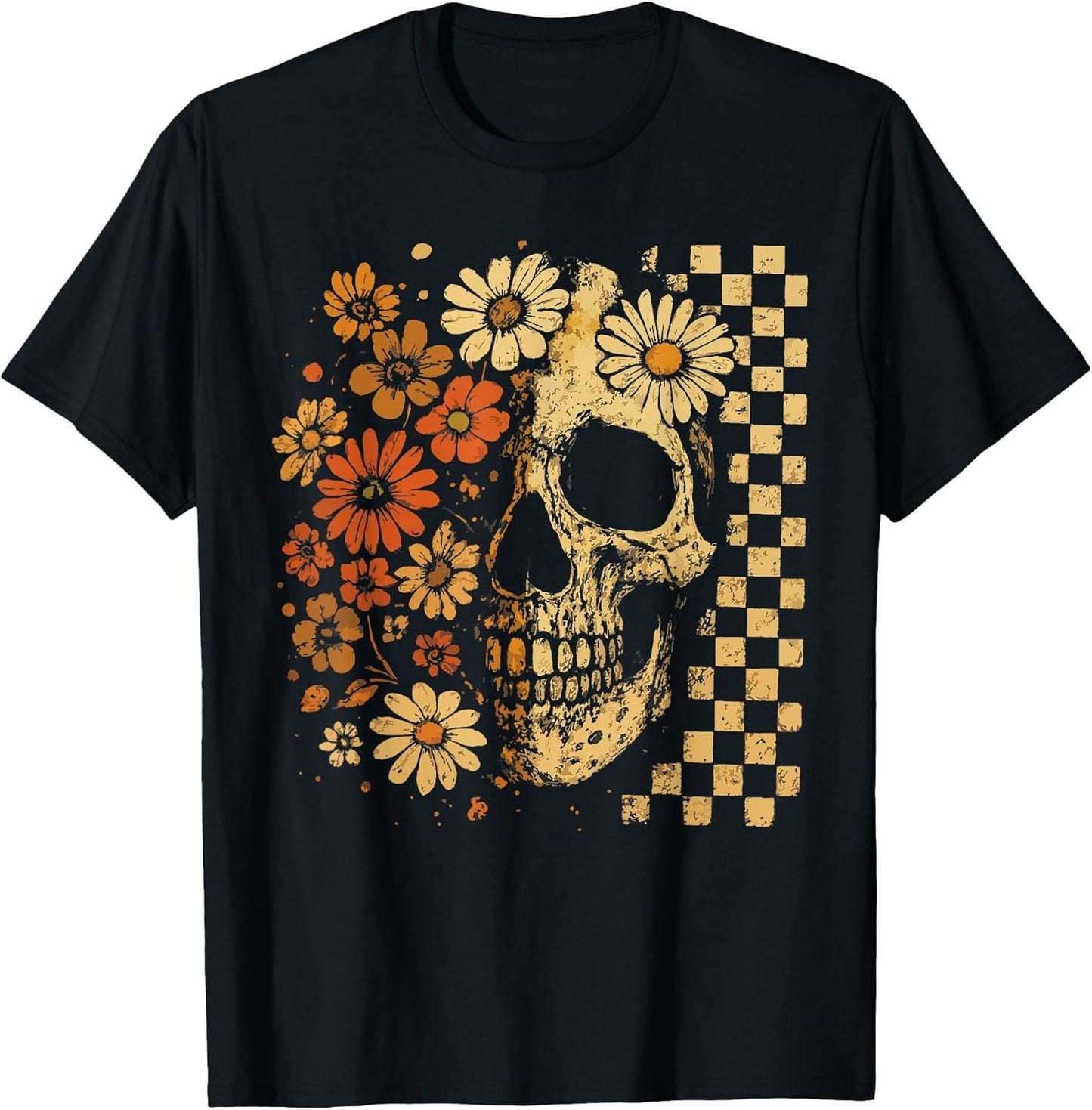 Floral Skull Grunge Retro Aesthetic Design