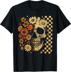 Floral Skull Grunge Retro Aesthetic Design