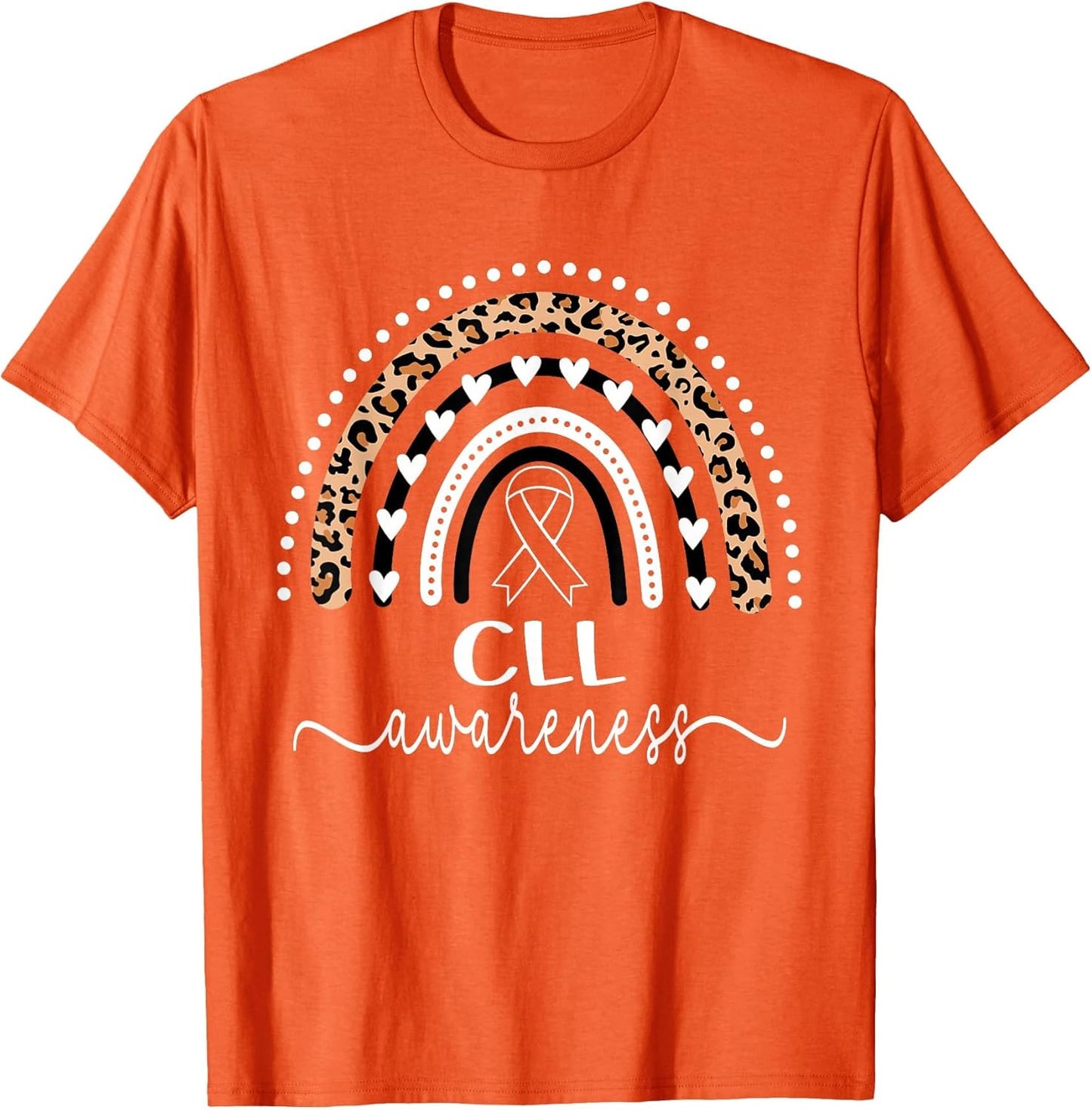 Leukemia CLL Awareness Wear Orange Leopard Rainbow