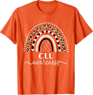 Leukemia CLL Awareness Wear Orange Leopard Rainbow