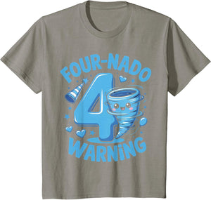 Kids Four-Nado Warning 4th Birthday Boy Tornado Birthday