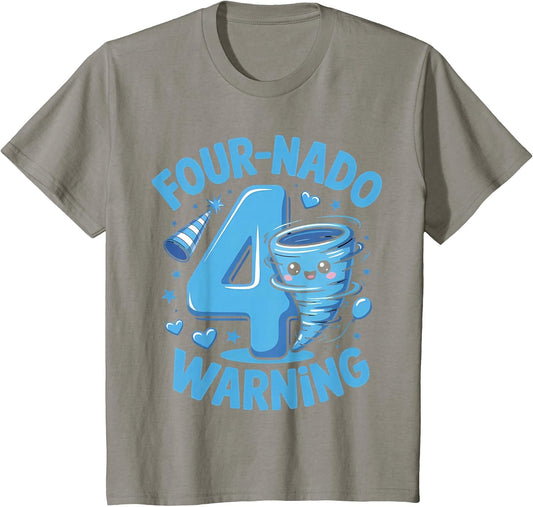 Kids Four-Nado Warning 4th Birthday Boy Tornado Birthday