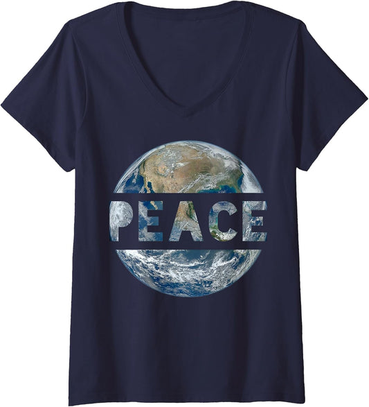 Women's World Peace On Earth Conscious Humanity Love & Kindness V-Neck