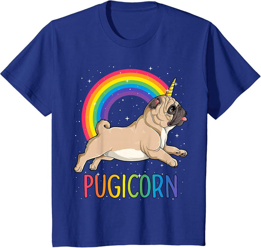 Pugicorn Pug Unicorn T Shirt Girls Kids Space Galaxy Rainbow