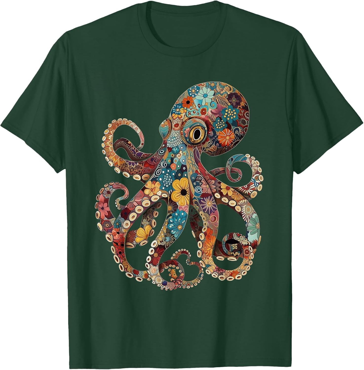 Octopus Floral Vintage Flowers Squid Kraken Scuba Diving