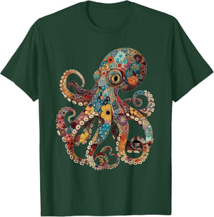 Octopus Floral Vintage Flowers Squid Kraken Scuba Diving