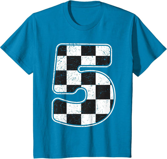 Kids Birthday Boy 5 Five Race Car 5th Birthday Racing Car Flag