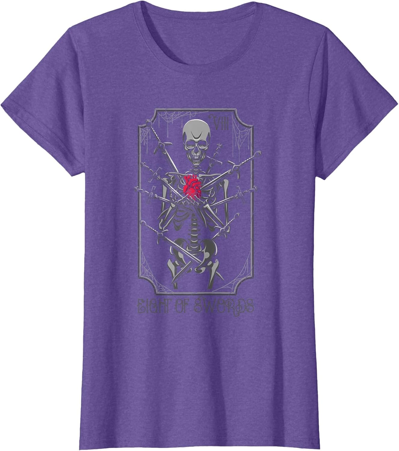 Tarot Card 8 of Swords Skeleton Witch Pagan Occult