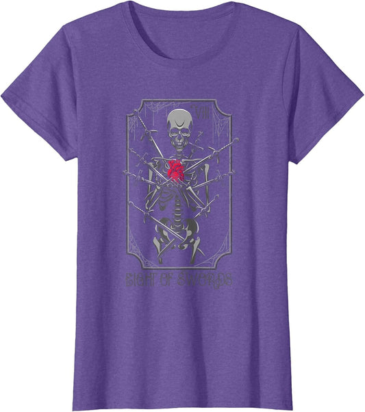 Tarot Card 8 of Swords Skeleton Witch Pagan Occult