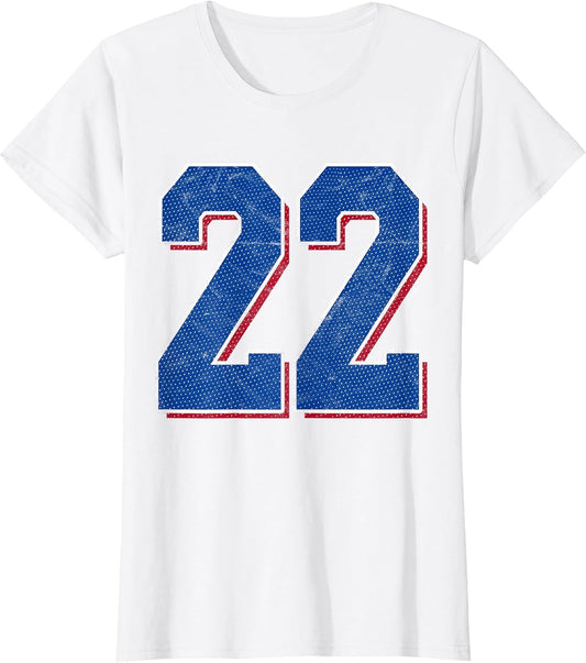 Number 22 Numbered Uniform Sports Team Jersey 22nd Birthday
