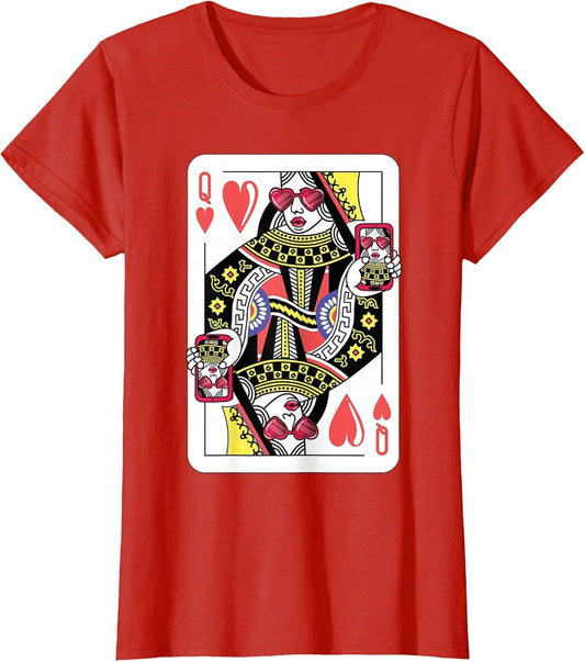 Queen of Hearts Funny Playing Card Shirt. Poker Costume Gift