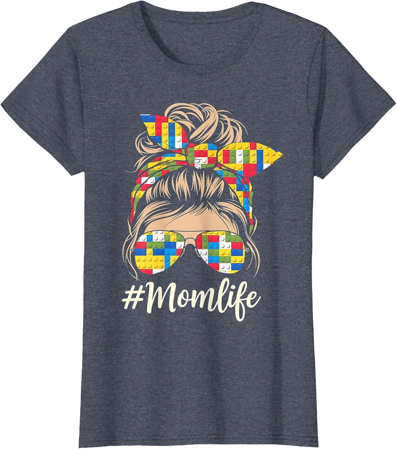 Building Block Messy Bun Mom Life Master Builder Mothers Day