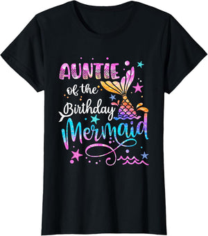 Auntie of The Birthday Mermaid Matching Family 1st Birthday
