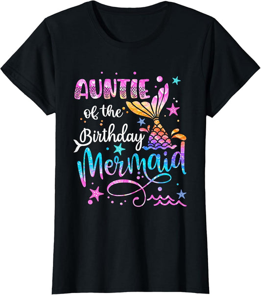 Auntie of The Birthday Mermaid Matching Family 1st Birthday