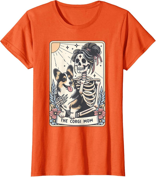 Vintage The Corgi Mom Tarot Card Skeleton Spooky Halloween