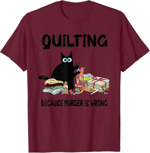 Funny Cat Quilting Because Murder is Wrong Cat