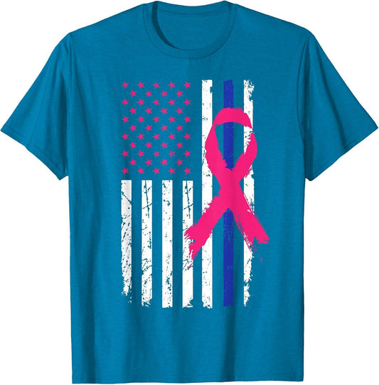 American Police Flag Cool Breast Cancer Awareness Gift