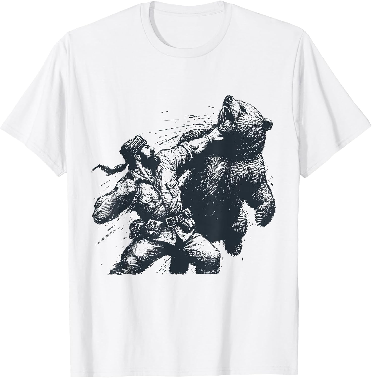 Bear Funny Man Punching Bear Retro Vintage Hunting Camping