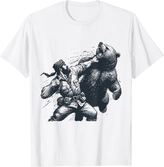 Bear Funny Man Punching Bear Retro Vintage Hunting Camping