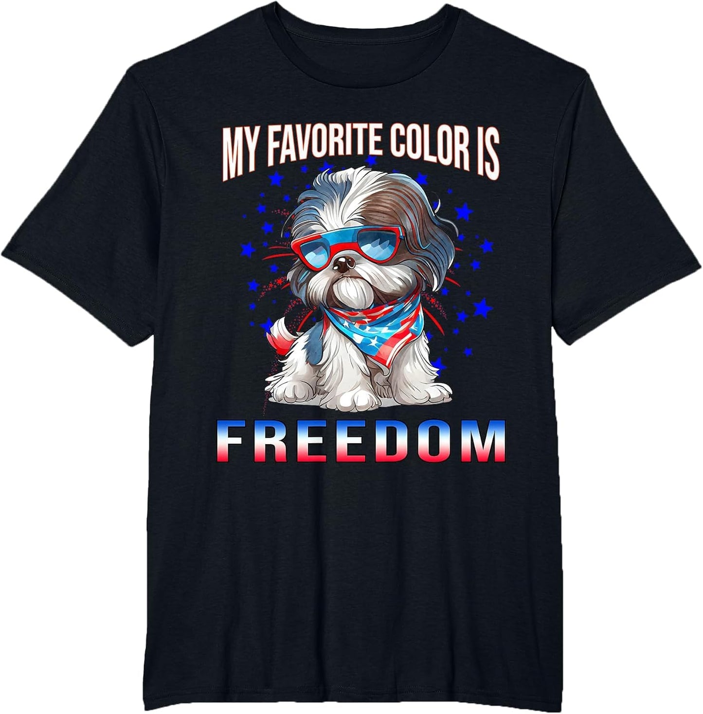 Shih_Tzu Dog American Flag Patriotic 4th of July