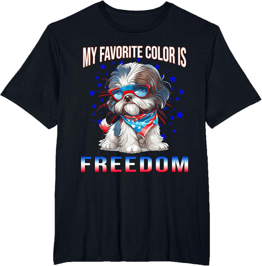 Shih_Tzu Dog American Flag Patriotic 4th of July